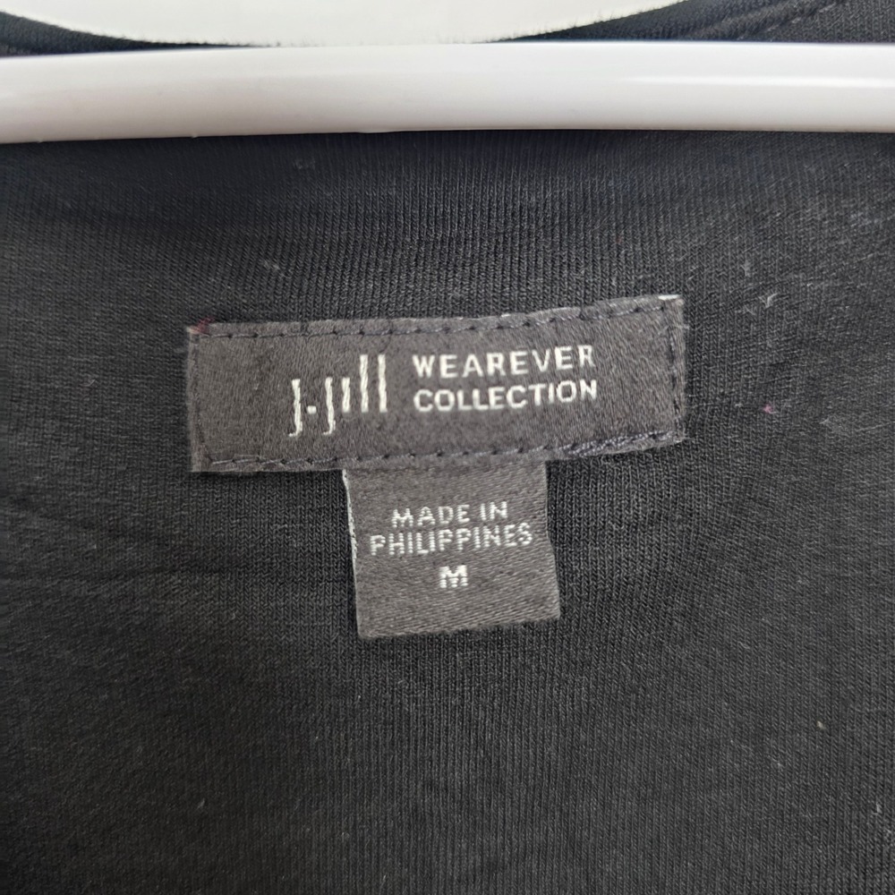 J. Jill Wearever Black Floral Trim Maxi Dress Minimalist Sleeveless V-Neck Sz M - Picture 3 of 8